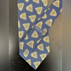 Giorgio Armani Blue Tan Italian Silk Tie